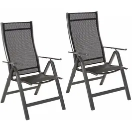 Fieldmann FDZN 5018 - Ensemble de 2 chaises de jardin réglables en aluminium anthracite, dossier 7 positions, pour intérieur et extérieur