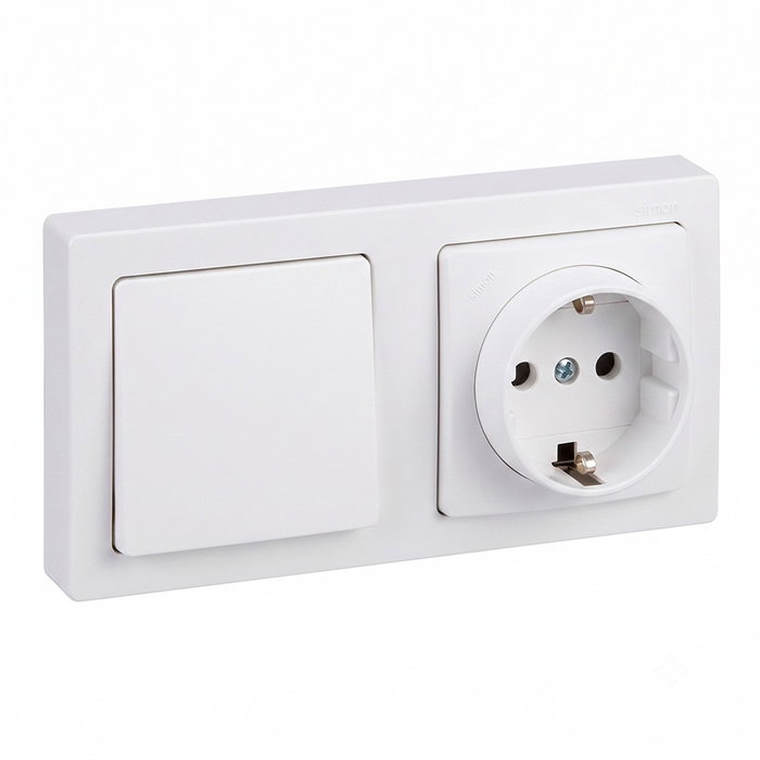 Simon Base de surface Schuko 2P+T + commutateur Simon73 Loft blanc Simon Base de surface Schuko 2P+T + commutateur Simon73 Loft blanc