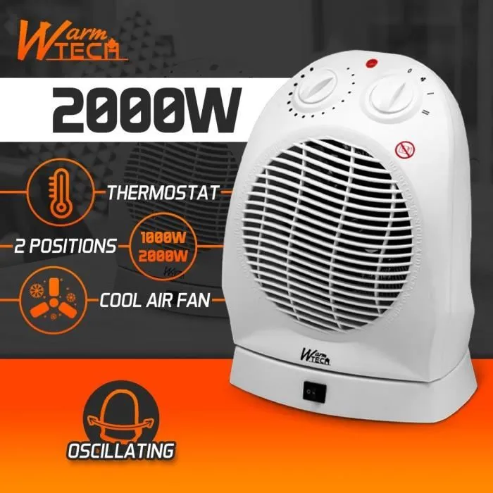 Warm Tech Chauffage soufflant 2000 W WTFHO2001 Blanc