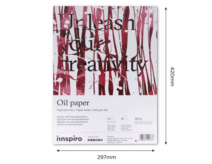 Innspiro Bloc de papier pour huile A3 10 pages 280g