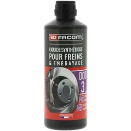 Facom - Liquide de frein DOT 3 synthétique pour systèmes à disques ou tambours - Bouteille de 500 ml - Conforme FMVSS 116 - Point d'ébullition >205°C