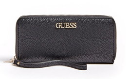 Guess Alby Portefeuille Femme en Textile Noir à Grande Fermeture Éclair SLG - Accessoire Mode