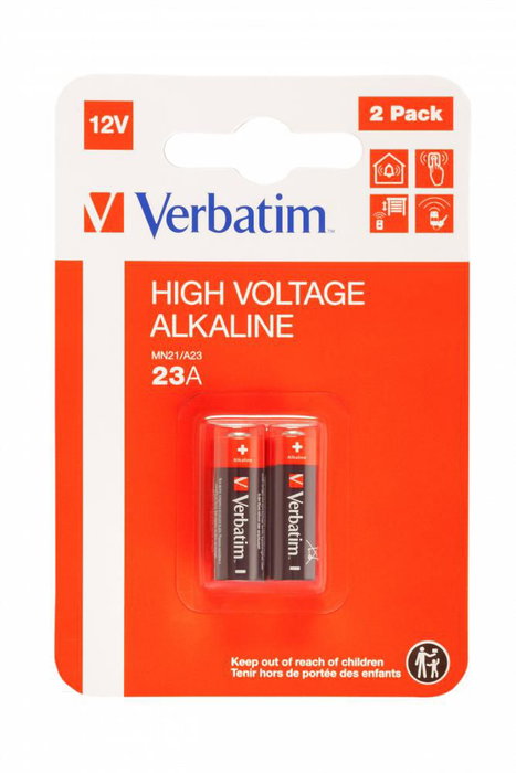 Verbatim MN21 - Pile alcaline 12V 50 mAh pour appareils médicaux et électroniques (thermomètre, glucomètre, calculatrice, jouets) - Lot de 2
