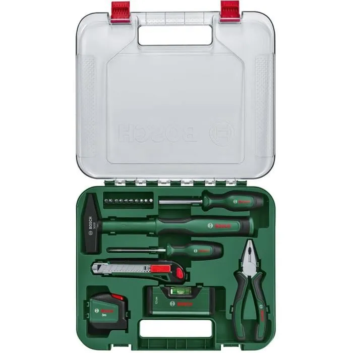 Bosch Set d'outils à main Universal 17 pièces - Kit de réparation polyvalent pour travaux à domicile et bricolage