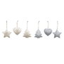 Décoration Suspendue DKD Home Decor Blanc Gris Métal 7 x 2 x 7 cm (6 Pièces) (2 Unités)