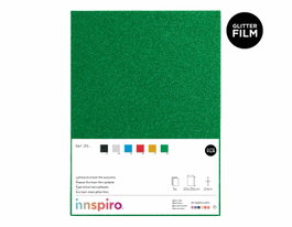 Innspiro Lot de 5 feuilles de mousse EVA verte avec paillettes 20x30cm x 2mm