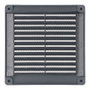 Edm Grille de ventilation ABS carrée 150x150x7mm Gris avec bouchons et moustiquaire