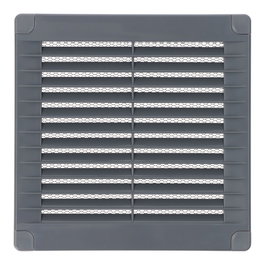 Edm Grille de ventilation ABS carrée 150x150x7mm Gris avec bouchons et moustiquaire