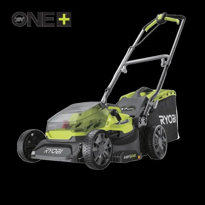 Ryobi RY18LM37A-140 Tondeuse à Gazon Électrique sans Fil 18V ONE+, Ø Coupe 37 cm, Fonctions Ramassage et Mulching, avec 1 Batterie 4.0 Ah et Chargeur 2.0 A