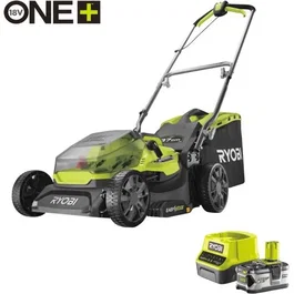 Ryobi RY18LM37A-140 Tondeuse à Gazon Électrique sans Fil 18V ONE+, Ø Coupe 37 cm, Fonctions Ramassage et Mulching, avec 1 Batterie 4.0 Ah et Chargeur 2.0 A