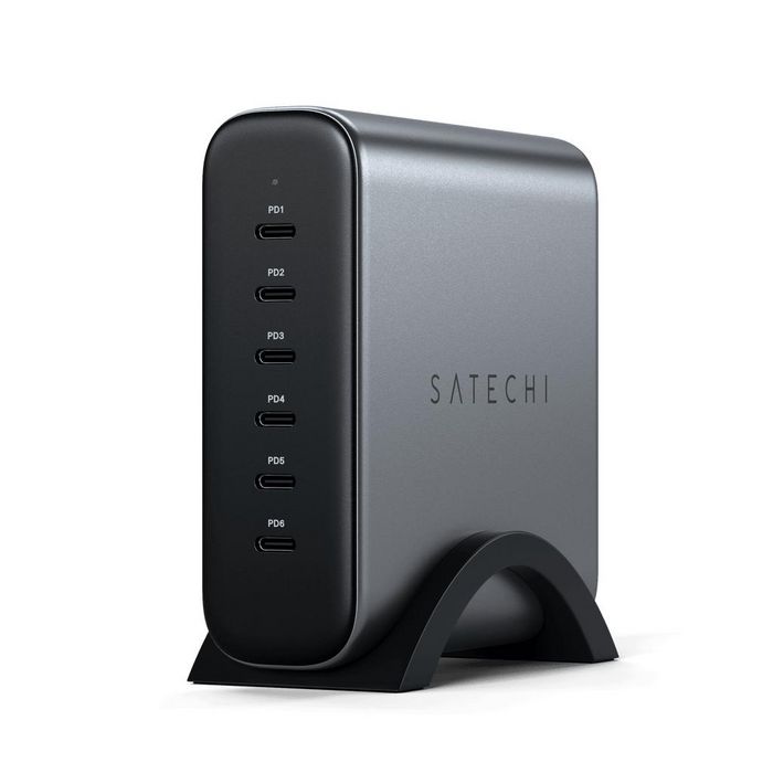 Satechi Chargeur GaN 200W 6 Ports USB-C PD - Gris Spatial - Charge Rapide Multi-Appareils avec Protection Satechi Chargeur GaN 200W 6 Ports USB-C PD - Gris Spatial - Charge Rapide Multi-Appareils avec Protection