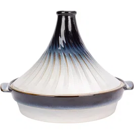 Cosy & Trendy Tajine en grès, Ø 31,7 cm, Blanc Bleu, Compatible tous feux sauf induction, Collection Nora