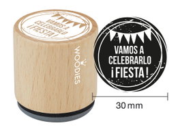 Woodies Sello de madera y caucho Vamos a celebrarlo Fiesta 33x30mm
