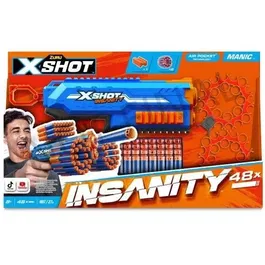 ZURU X-SHOT Manic Lanceur de fléchettes avec 47 fléchettes, portée 30 m, compact et puissant