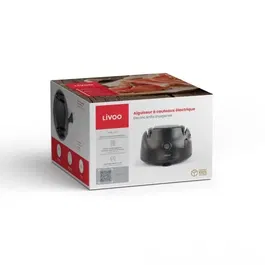 Livoo Aiguiseur à couteaux électrique DOM394 60W - 4 fentes couteaux, 1 fente tournevis, 1 fente ciseaux avec 2 meules, noir