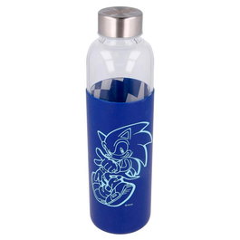 STOR - Gourde isotherme en verre avec coque en silicone Sonic The Hedgehog - Capacité 585 ml