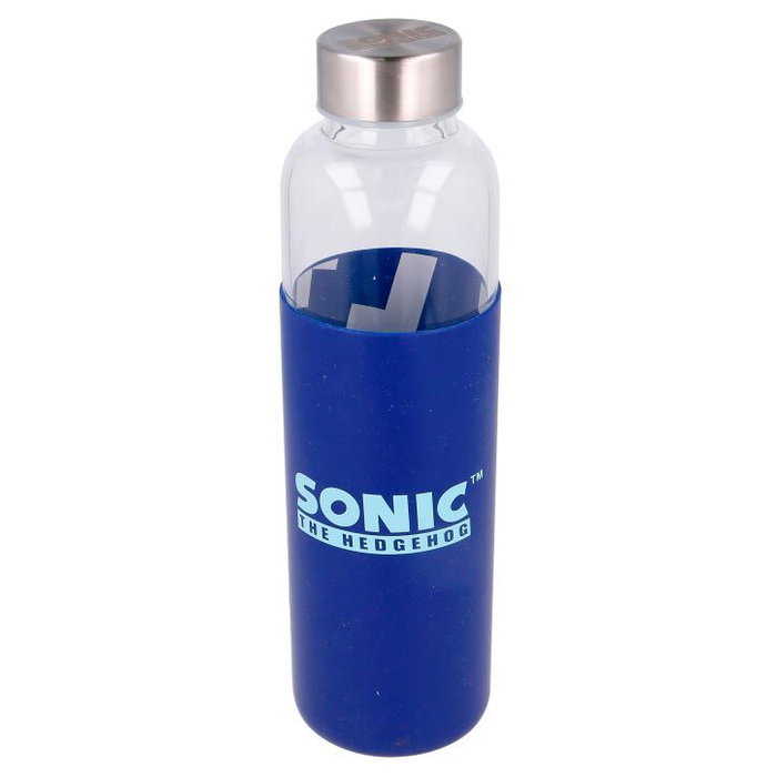 STOR - Gourde isotherme en verre avec coque en silicone Sonic The Hedgehog - Capacité 585 ml