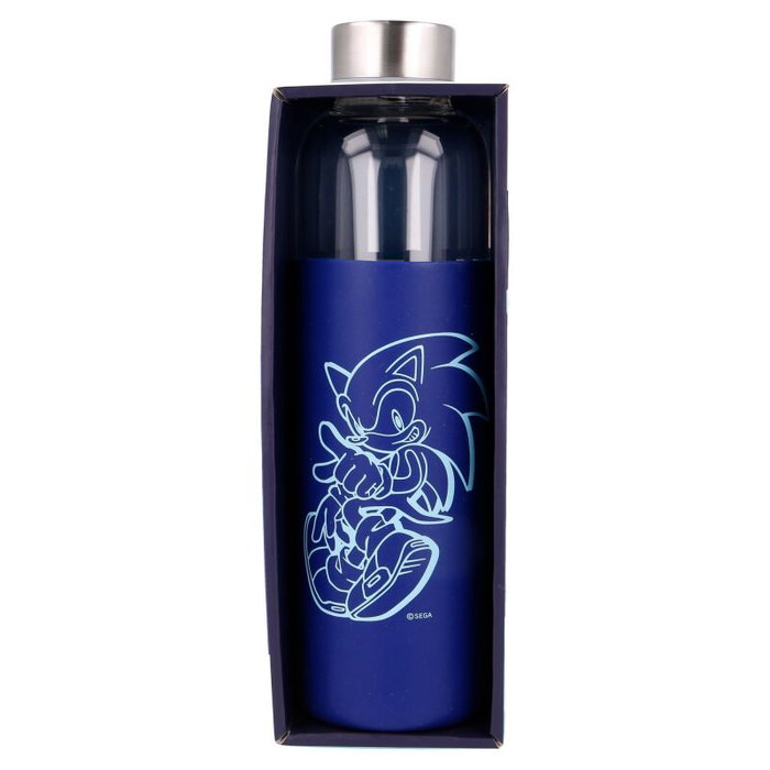 STOR - Gourde isotherme en verre avec coque en silicone Sonic The Hedgehog - Capacité 585 ml