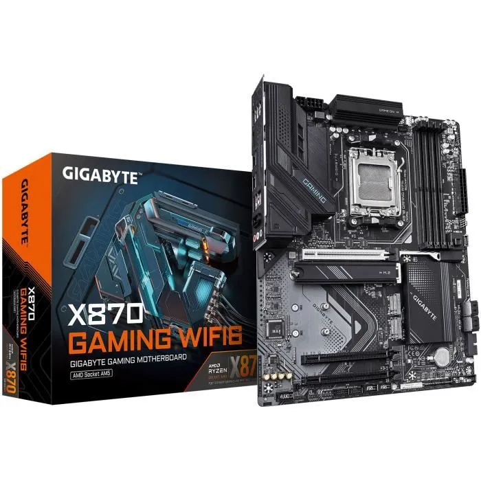 Gigabyte Carte Mère X870 GAMING WIFI6 (AMD AM5) - DDR5 8000MHz, PCIe 5.0, USB 4, Wi-Fi 6, 2.5GbE - Compatible AMD Ryzen 9000 Gigabyte Carte Mère X870 GAMING WIFI6 (AMD AM5) - DDR5 8000MHz, PCIe 5.0, USB 4, Wi-Fi 6, 2.5GbE - Compatible AMD Ryzen 9000