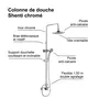 Colonne de douche Edouard Rousseau SHENTI avec robinetterie chromée, tête orientable, bras télescopique et douchette 3 jets
