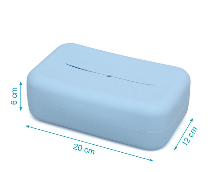 KioKids Porte-toallitas en silicone bleu - Support pour lingettes bébé pratique et hygiénique - Collection Petits moments - À partir de 0 mois