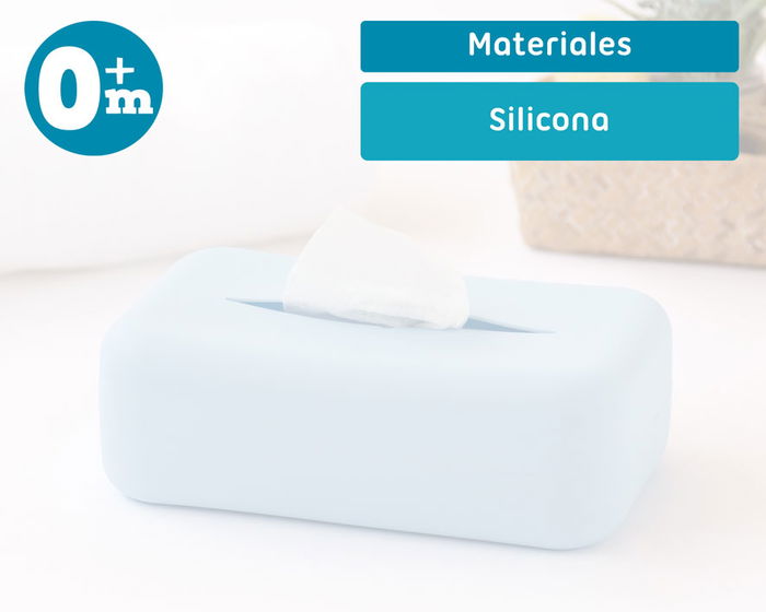 KioKids Porte-toallitas en silicone bleu - Support pour lingettes bébé pratique et hygiénique - Collection Petits moments - À partir de 0 mois
