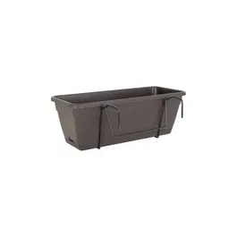 Artevasi Jardinière Venezia 10 Litres, Système de Réserve d'Eau Intégré, 49 x 19.5 x 16.6 cm, Gris Anthracite, avec Soucoupe et Clips