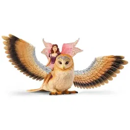 Schleich Figurine Bayala 70789 - Elfe sur Chouette Scintillante, Figurine Détaillée pour Enfant Dès 5 Ans, Jouet de Fée avec Aimant