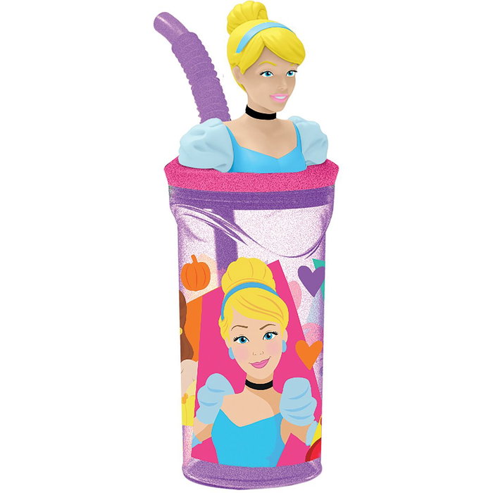 Disney Princess Verre avec paille 3D Rose 360ml