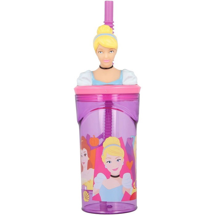 Disney Princess Verre avec paille 3D Rose 360ml