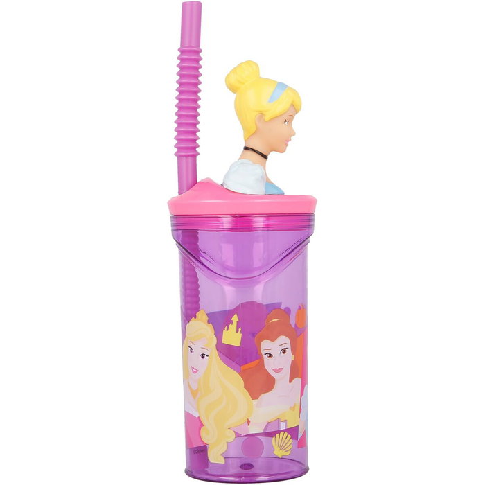 Disney Princess Verre avec paille 3D Rose 360ml