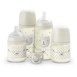 Suavinex Set nouveau-né Night&Day Wild&Free 0-6 mois beige - 4 biberons et sucette SX Pro - Cadeau naissance
