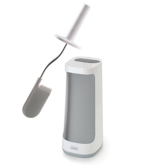 Joseph Joseph Flex Plus Brosse de Toilettes avec Support de Rangement Gris Clair