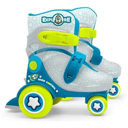 Stamp Patins ajustables STAMP Skids Control Explore Taille 23-26 4 roues Bleu - Roulements 608Z, chaussons réglables par scratch, idéal pour l'apprentissage de l'équilibre