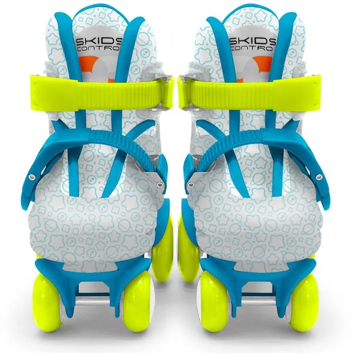 Stamp Patins ajustables STAMP Skids Control Explore Taille 23-26 4 roues Bleu - Roulements 608Z, chaussons réglables par scratch, idéal pour l'apprentissage de l'équilibre