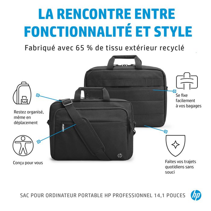 HP Sacoche pour Ordinateur Portable Professional 14,1 Pouces, Sacoche de Transport Écologique, avec Poche RFID et Compatible Traqueur Bluetooth, Noir HP Sacoche pour Ordinateur Portable Professional 14,1 Pouces, Sacoche de Transport Écologique, avec Poche RFID et Compatible Traqueur Bluetooth, Noir