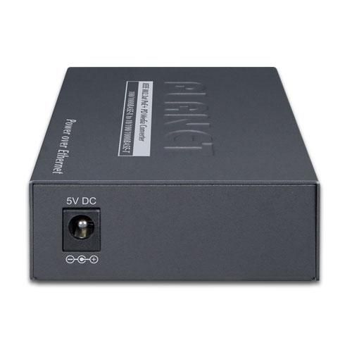 PLANET GT-805A-PD Convertisseur de médias Gigabit PoE+ PD 802.3at, Port RJ45 10/100/1000BASE-T vers Slot SFP 100/1000BASE-X, Alimentation via PoE ou 5V DC