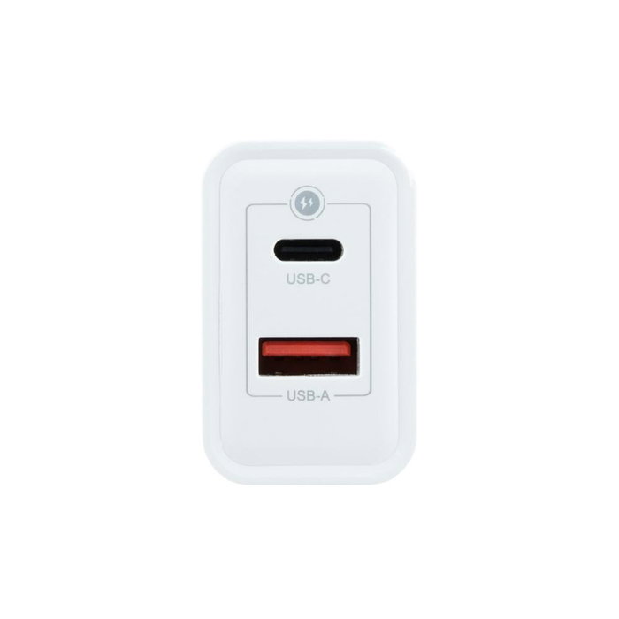 Coolbox Chargeur USB mural 45W GaN USB-C + USB-A Blanc