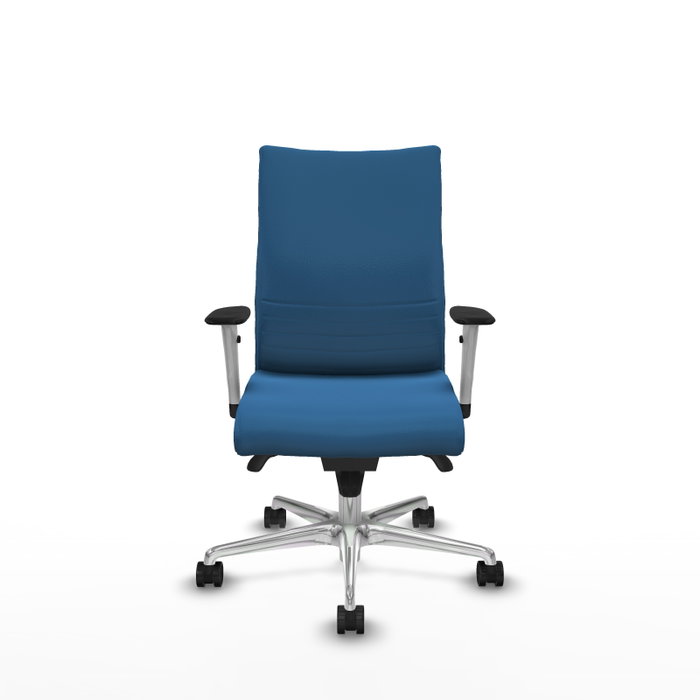 Piqueras Y Crespo Albacete confidente - Chaise de bureau bleue avec mécanisme Sincro et base aluminium