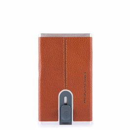 Piquadro Porte-cartes en cuir orange avec système coulissant carré