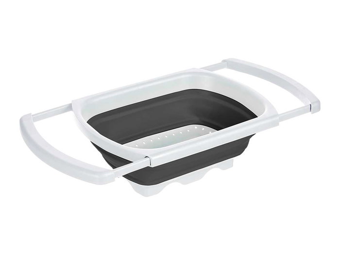 Kinvara Colador Rectangular Ajustable et Pliable 60 x 27 x 12.5 cm Blanc et Gris Plastique PP et TPR (Set de 12)
