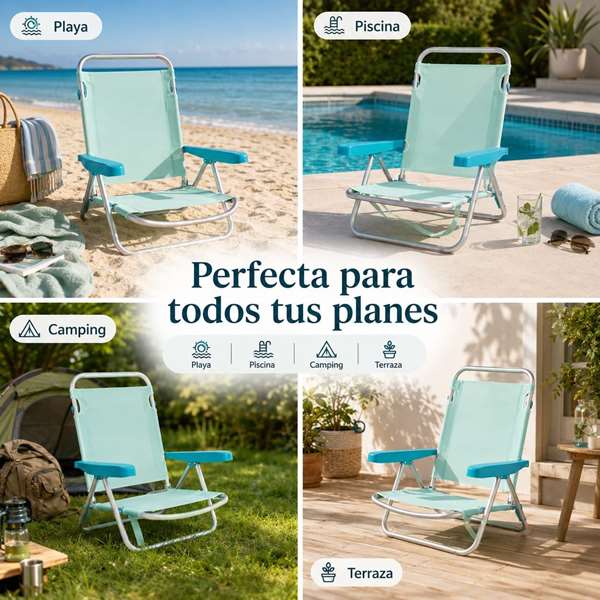 JugaToys Chaise de plage multiposition aluminium Aguamarina JugaToys Chaise de plage multiposition aluminium Aguamarina