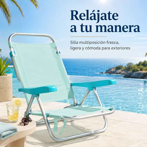 JugaToys Chaise de plage multiposition aluminium Aguamarina JugaToys Chaise de plage multiposition aluminium Aguamarina