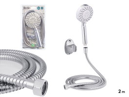 BERILO Téléphone de douche blanc avec tuyau de 2 m et support 3 niveaux