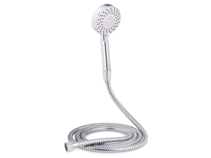 BERILO Téléphone de douche blanc avec tuyau de 2 m et support 3 niveaux BERILO Téléphone de douche blanc avec tuyau de 2 m et support 3 niveaux