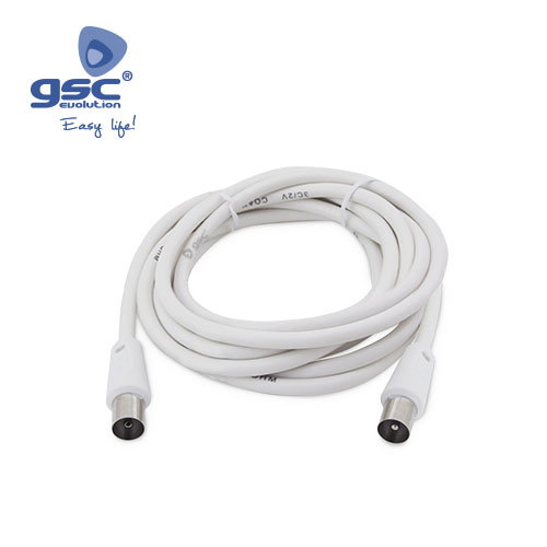 GSC Evolution Câble coaxial TV 5M mâle vers femelle Blanc