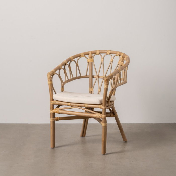 Chaise de Salle à Manger Blanc Miel Rotin 58 x 59 x 78 cm