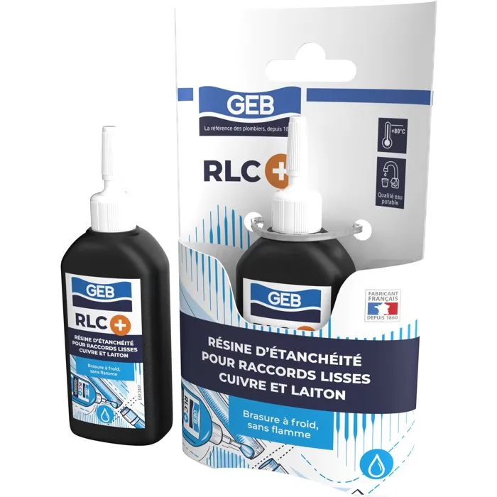 GEB - RLC + Résine 30 ml - Raccordement sans flamme pour cuivre et laiton jusqu'au Ø 28 mm - Pour eau potable, sanitaire et chauffage