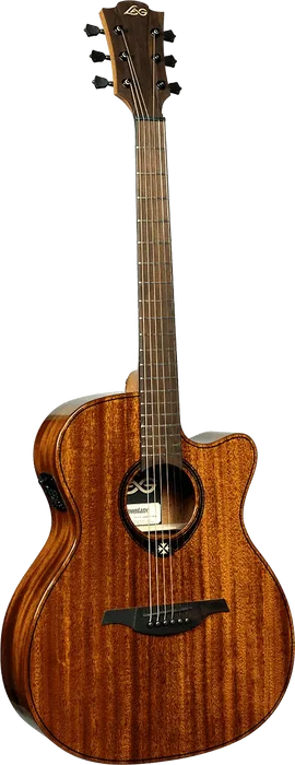 LAG Guitare Acoustique Auditorium Cutaway A/E Tramontane 98 Acajou