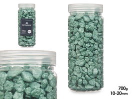 GIFTDECOR Bote de pierres décoratives métallisées 10-20 mm vert menthe 700g